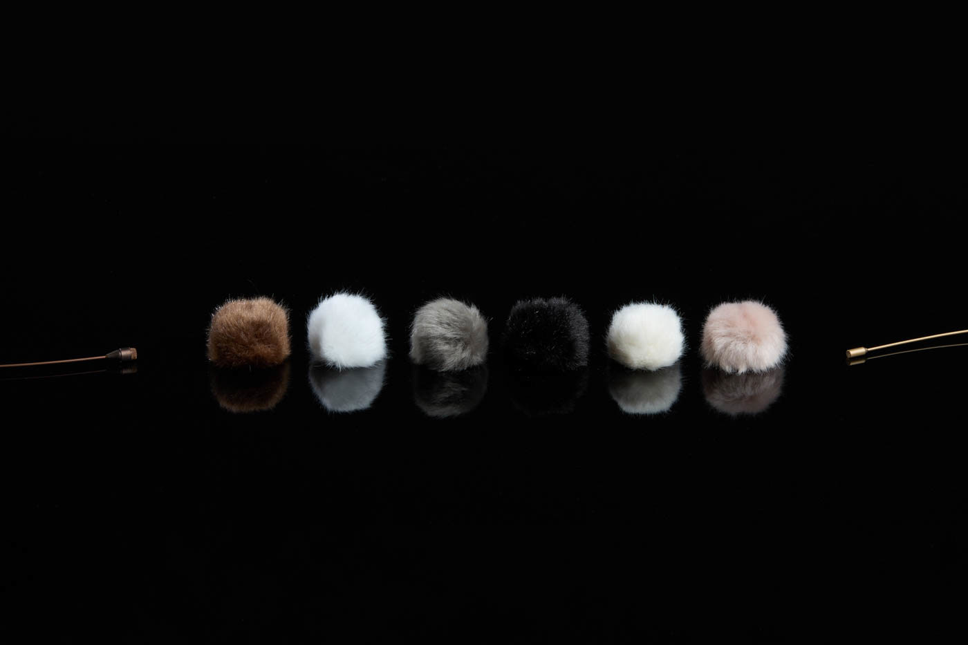 DPA AIR1 Universal Miniature Fur Windscreen All Colors Lineup On Black Background